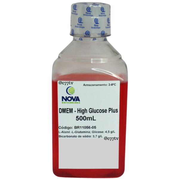 DMEM - High Glucose Plus com L-Alanyl -LGlutamina [4,0mM/L], com glicose [4,5g/L] e bicarbonato de sódio (NaHCO3) [3,7g/L], sem piruvato de sódio - BR11056-05 | 2-8°C