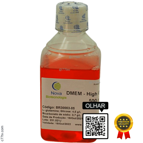 DMEM, High Glucose, sem piruvato de sódio e com vermelho de fenol BR30003-05