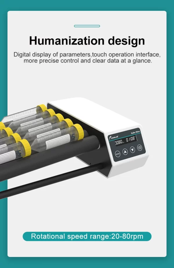 Misturador Horizontal RM-6Pro JOANLAB para Tubos de Sangue – Equipamento Laboratorial Digital com Velocidade Ajustável de 20 a 80 rpm - Image 16