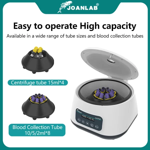 Centrífuga Digital de Laboratório JOANLAB para Plasma e PRP, Compatível com Tubos de Coleta de Sangue de 2ml, 5ml, 10ml e Tubos de Centrífuga de 15ml - Image 2